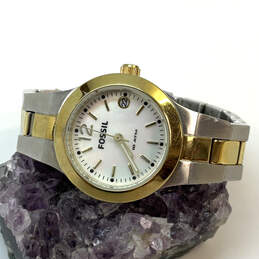 Designer Fossil AM-4260 Two-Tone Chain Strap Round Dial Analog Wristwatch