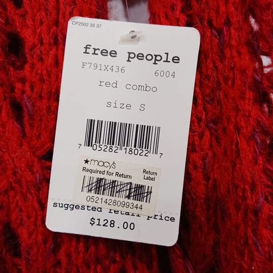 Free People Women's Red Chunky Knit Bell Sleeve Sweater Size S NWT image number 6