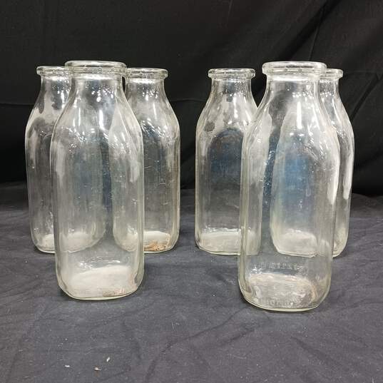 Bundle of 6 Assorted Glass Milk Bottles image number 1