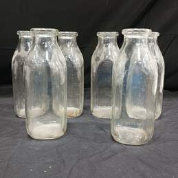Bundle of 6 Assorted Glass Milk Bottles