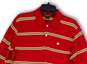 Mens Red Yellow Striped Long Sleeve Spread Collar Polo Shirt Size X-Large image number 3