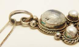 Artisan 925 Moonstone & Pearl Granules Pendant Necklace & Bali Chain Bracelet alternative image