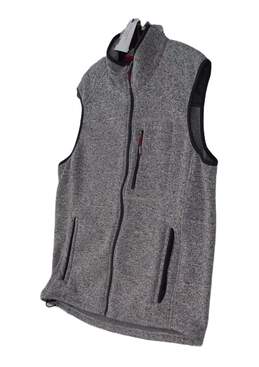 Mens Gray Sleeveless Full Zip Pockets Vest Jacket Size X-Large alternative image