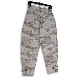 NWT Womens White Gray Camouflage Flat Front Pockets Cargo Pants Size 6 alternative image