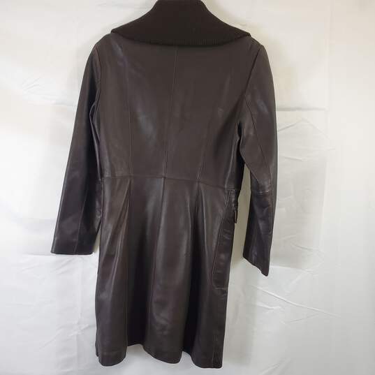 Jones NY Women Brown Leather Coat S image number 2