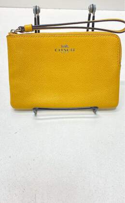 COACH Yellow Leather Zip Coin Wallet Wristlet