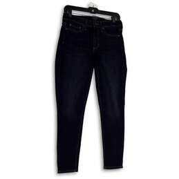 Womens Blue Denim Medium Wash Curvy Pockets Skinny Leg Jeans Sz Petite 27/4
