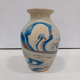 Native American Indian River Nemadji Handmade Pottery Painted Swirl 10" Vase