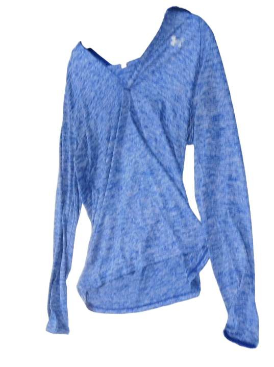 Under Armour Women's Blue Heather Long Sleeve Hooded Activewear T Shirt Size Medium image number 3