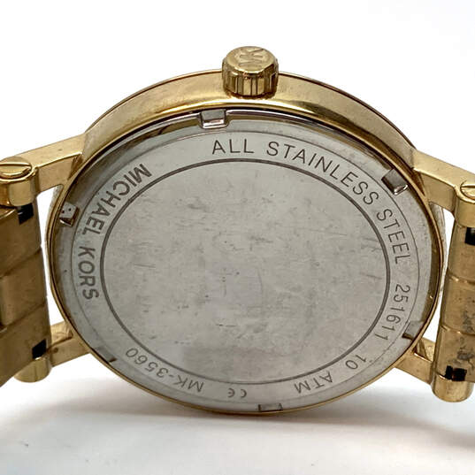 Designer Michael Kors Gold-Tone MK-3560 Stainless Steel Analog Wristwatch image number 4