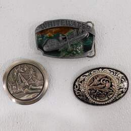 Vintage Outdoor Theme Belt Buckles Silver & Brass Tone Horse Camping Mining alternative image