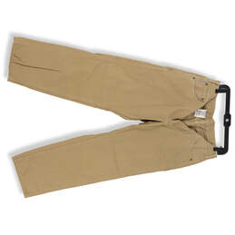 Mens Brown FRB 159 Cotton Loose Fit Flat Front Straight Leg Work Pants Sz 33x32