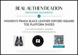 Prada Black Leather Square Toe Platform Oxfords Women's Size 8 AUTHENTICATED alternative image