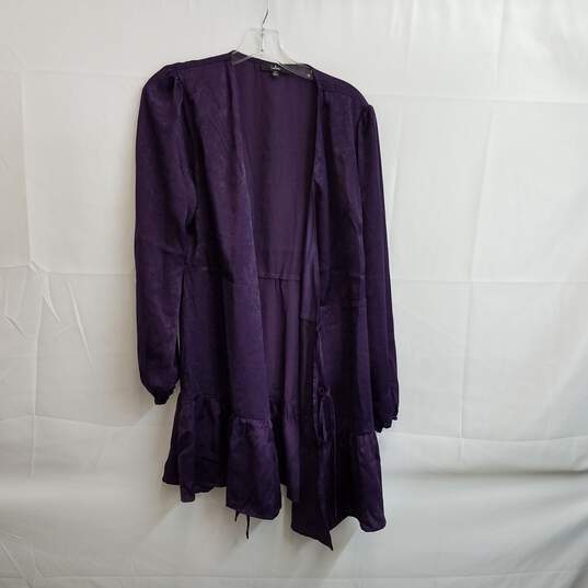 Lulus Purple Satin Long Sleeve Wrap Dress Size XL image number 1