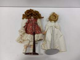 Bundle of 2 Assorted Porcelain Dolls w/ Stands alternative image