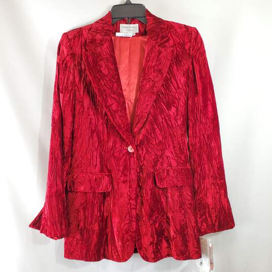 Charles Gray Women Red Velvet Jacket Sz 4 NWT image number 4