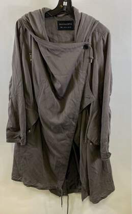 All Saints Womens Gray Long Sleeve Hooded Full-Zip Parka Jacket Size 0