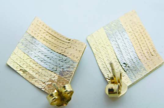 Elegant 14K Tri Color Gold Drop Earrings 2.7g image number 2