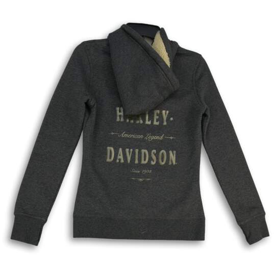 NWT Harley Davidson Womens Gray Fleece Long Sleeve Full-Zip Hoodie Size XS image number 2