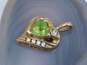 10K Yellow Gold Heart Cut Peridot & White Sapphire Accent Heart Pendant 1.4g image number 3
