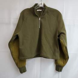 Rag And Bone Fleece 1/2 Zip Sweatshirt Womens Size L Green Cutoff Sz XS/TP
