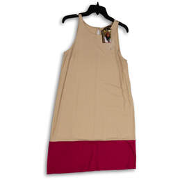NWT Womens Beige Sleeveless Round Neck Pullover Tank Dress Size Medium