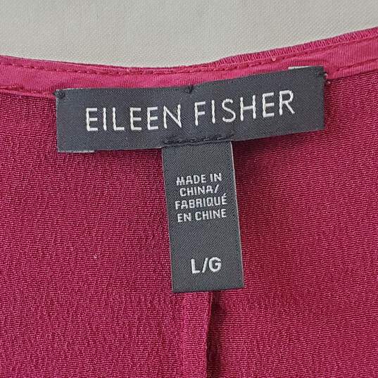 Eileen Fisher Red Long Sleeve Silk Top Size L image number 3