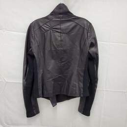 VINCE WM's Black Leather Front Zip Biker Jacket Size MM alternative image