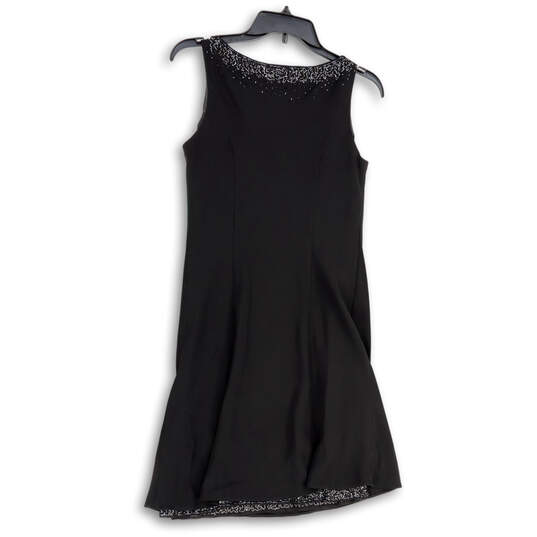 Womens Black Round Neck Sleeveless Knee Length A-Line Dress Size 8P image number 2