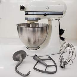 Vintage Hobart KitchenAid 4.5 Quart K45 Stand Mixer (White) w/Attachments