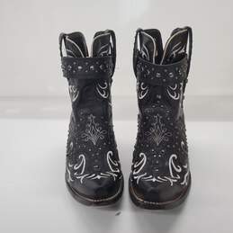 J.B. Dillon Reserve Black Leather Embroidered Buckle Western Boots Women's Size 9B alternative image