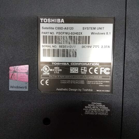 TOSHIBA Satellite C55D-A5120 15in Laptop AMD E2-3800 CPU 4GB RAM 500GB HDD image number 7