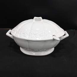 Italian Made White Ceramic Punch Bowl
