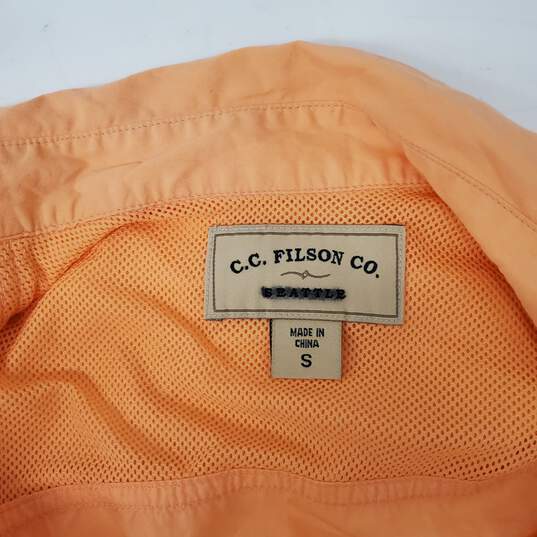 Cc Filson WM's Pastel Orange Vented Fishing Button Long Sleeve Shirt Size S image number 4