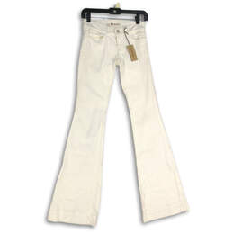 NWT Womens White Light Wash 5-Pocket Design Flared Leg Jeans Size 22
