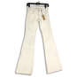 NWT Womens White Light Wash 5-Pocket Design Flared Leg Jeans Size 22 image number 1