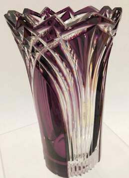 Caesar Lead Crystal Czech Bohemia Hand Cut Purple 8 Inch Vase