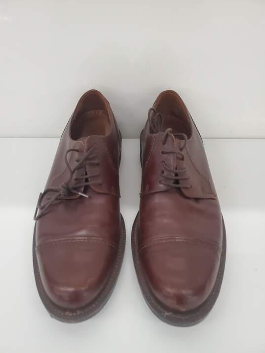 Men Ecco Brown Leather Fibre System Insole Oxfords Dress Shoes Size-9 used image number 1