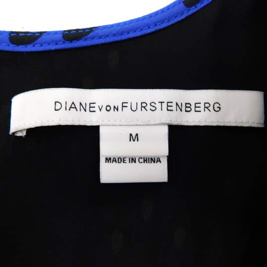 Diane Von Furstenberg Liza Blue Layered Silk Crepe Ruffle Shift Women's Dress Size M with COA image number 7