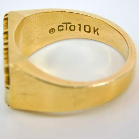 Men's Vintage 10K Yellow Gold 0.06 CT Diamond Harnischfeger Ring 9.7g image number 5