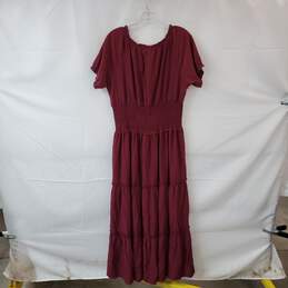Belle Poque Burgundy Tiered Maxi Dress WM Size L NWT alternative image