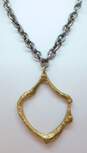 Regina Andrew Devon 925 & Brass Brutalist Abstract Open Pendant Textured Chunky Cable Chain Hook Necklace 136g image number 1