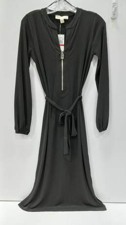 Michael Kors Black Long Sleeve Zip Up And Tie Dress Size XS NWT