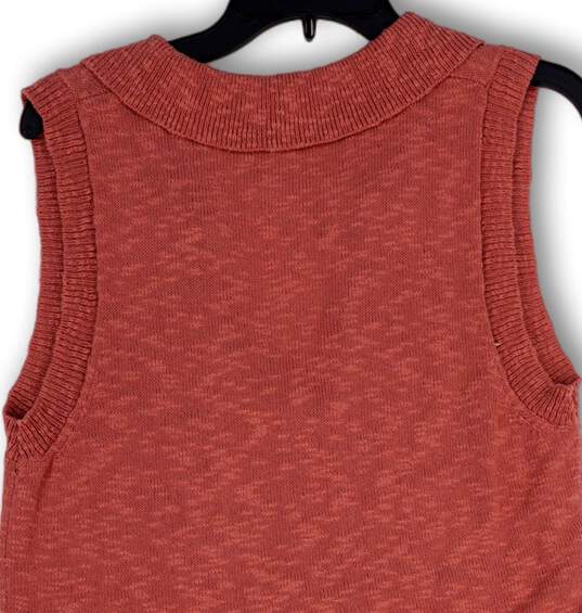 NWT Womens Pink Knitted Sleeveless Notch Neck Pullover Sweater Vest Size L image number 4