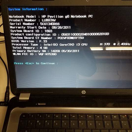 HP Pavilion G6 15.5in Intel i3 M370 2.4GHz CPU 4GB RAM & HDD image number 8