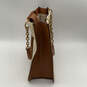 NWT Womens Brown Leather Semi Chain Strap Inner Pockets Shoulder Bag image number 4