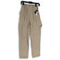 NWT Womens Beige Pleated Slash Pocket Tapered Leg Paperbag Pants Size XS image number 1