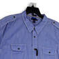NWT Mens Blue Pointed Collar Short Sleeve Button-Up Shirt Size XXL image number 3
