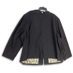 NWT Womens Black Embellished Round Neck Long Sleeve Collarless Jacket Sz 4X alternative image