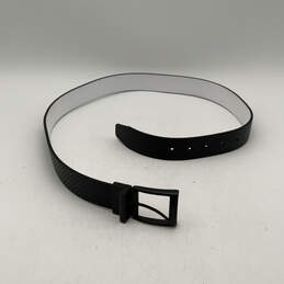 Mens Black Genuine Leather Adjustable Single Tongue Buckle Waist Belt Sz 34 alternative image